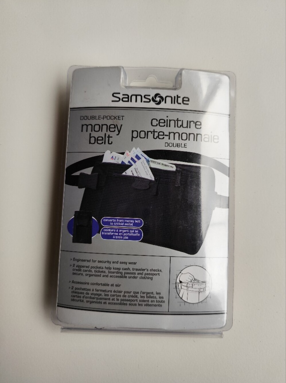 4/$50⭐️Samsonite Black Double-Pocket Money Belt in Retail Packaging